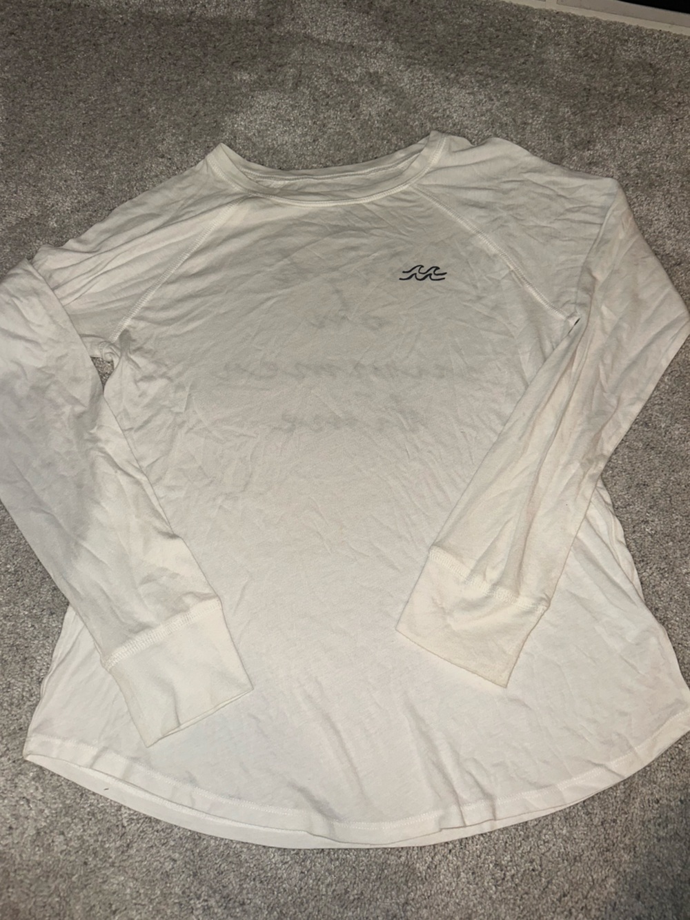 Billabong White Long Sleeve Tee Wave Logo high on summertime - size small